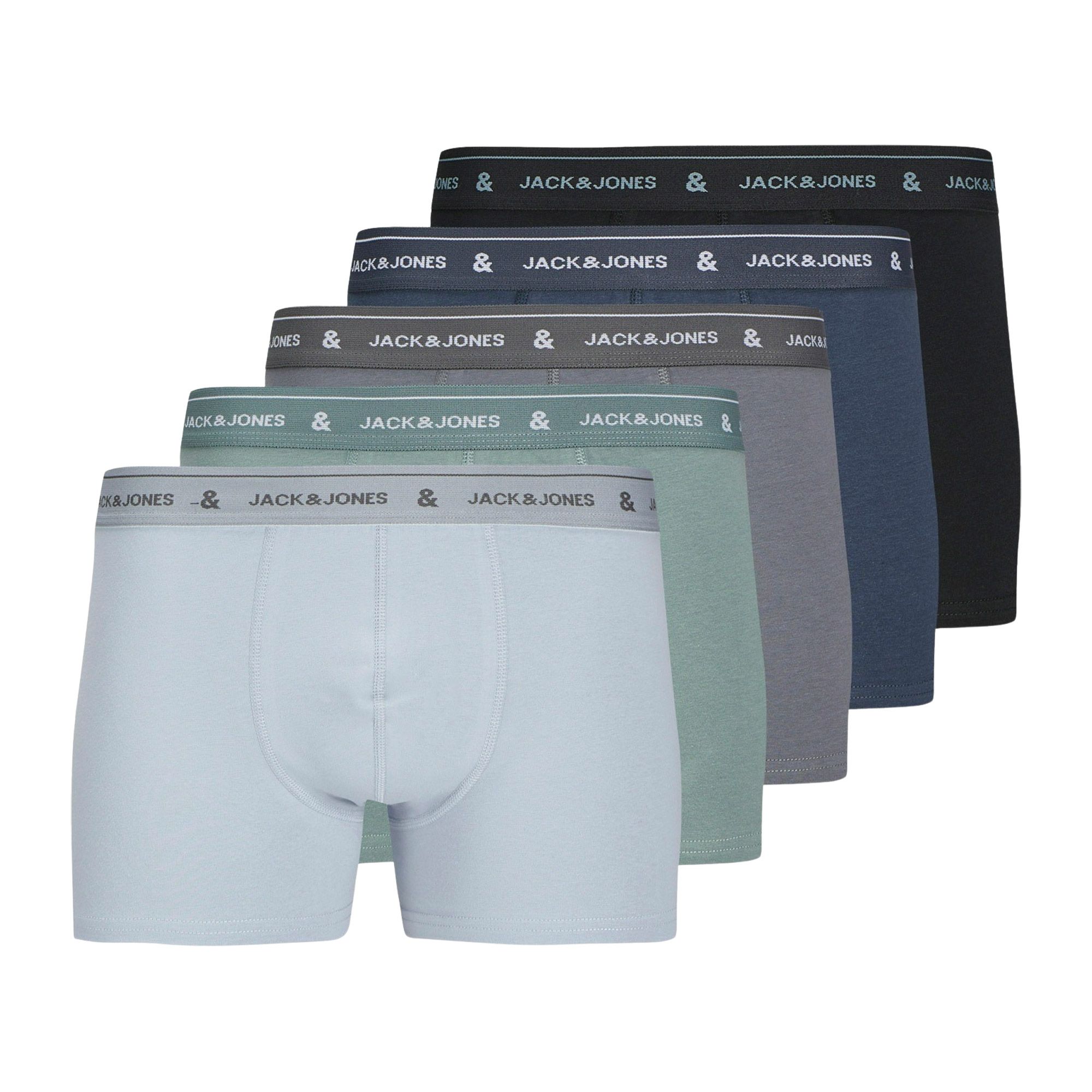 Jack & Jones Heren Jacwyatt Solid Boxer Shorts 5 Pack, Stormy Sea, L (5-pack), Stormy Sea, L